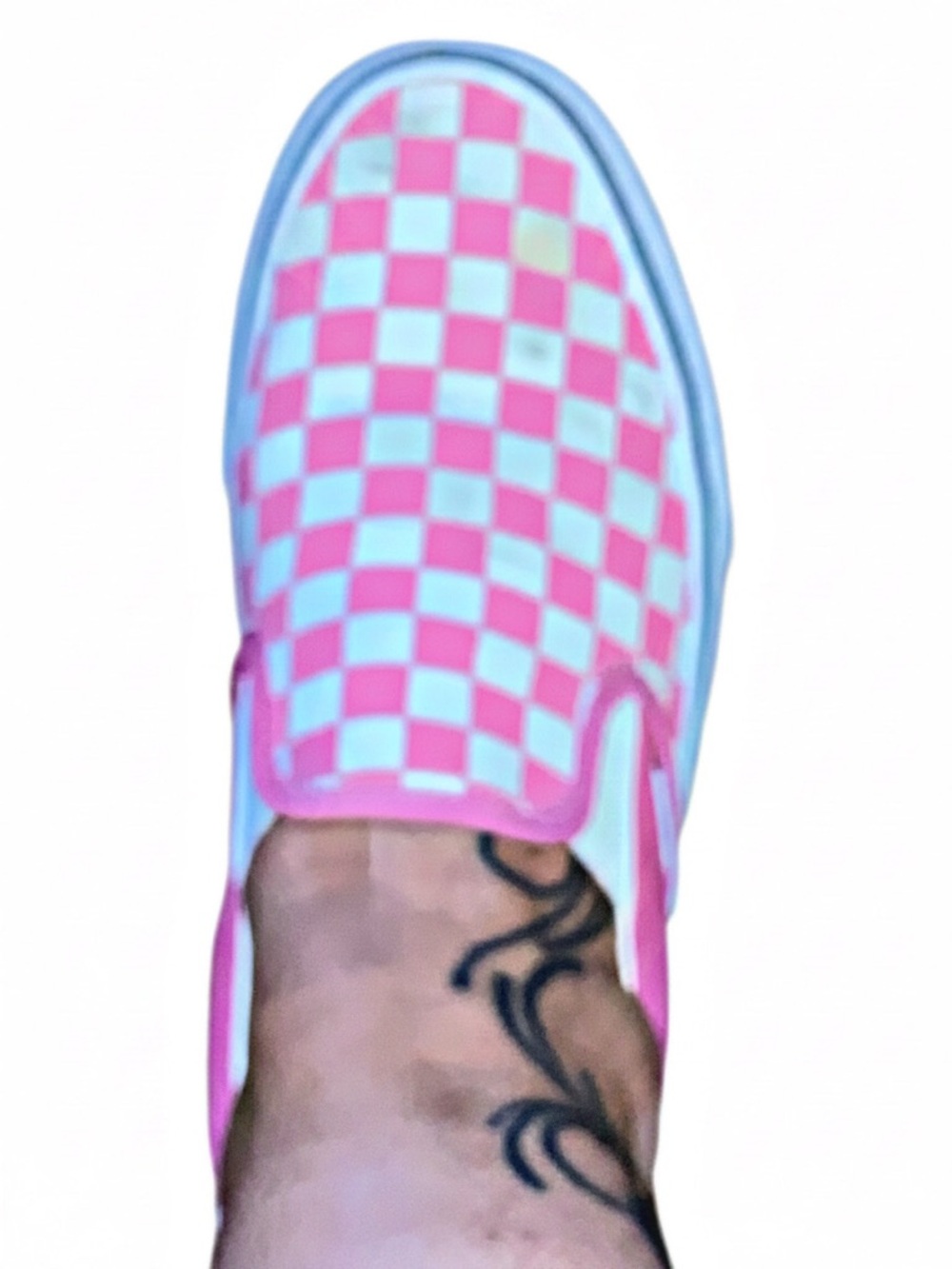 Vans Pink and White Checkerboard Slip-On